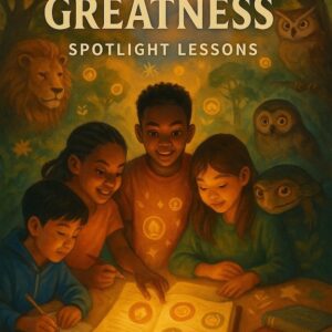 Cover image for Spotlight Lessons PDF featuring students reading and fire-lit mountain imagery.