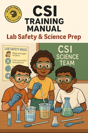 Three diverse students wearing lab goggles conducting a science experiment with beakers and flasks on a table.