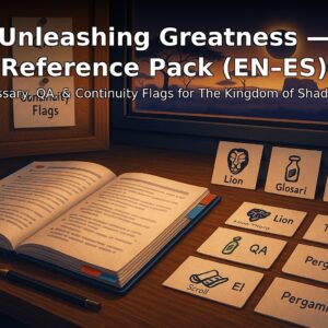 Cover of Unleashing Greatness β Reference Pack (ENβES): Glossary, QA & Continuity Flags