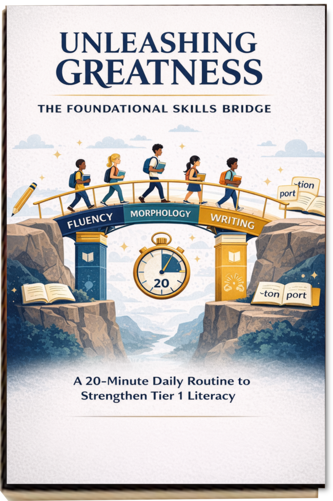 Strengthen fluency, vocabulary, and writing in just 20 minutes a day with the Unleashing Greatness Foundational Skills Bridge.