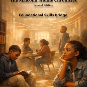 Book cover for Echoes of Greatness: Foundational Skills Bridge, an educational companion guide supporting middle school literacy and comprehension.