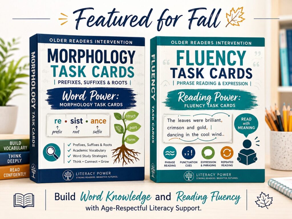 Morphology and Fluency Task Cards collage cover image