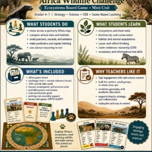 NATURA Africa Wildlife Challenge ecosystems board game and mini-unit cover