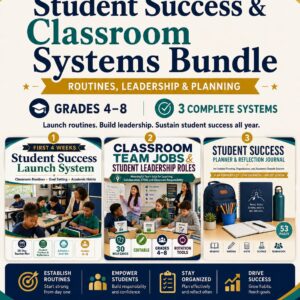 Student Success and Classroom Systems Bundle for Grades 4–8 featuring routines, leadership roles, and student planning resources