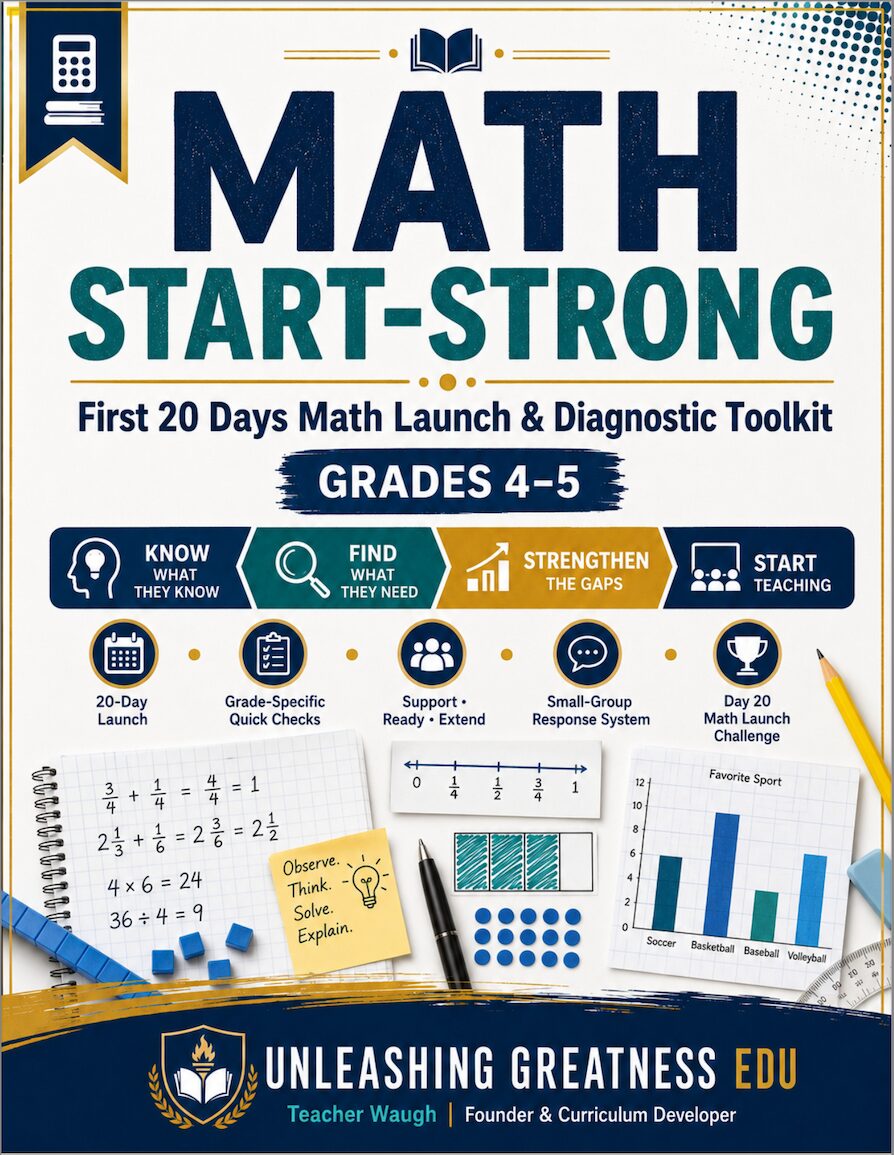 Math Start-Strong Grades 4–5 | 20-Day Math Diagnostic & Small-Group Toolkit